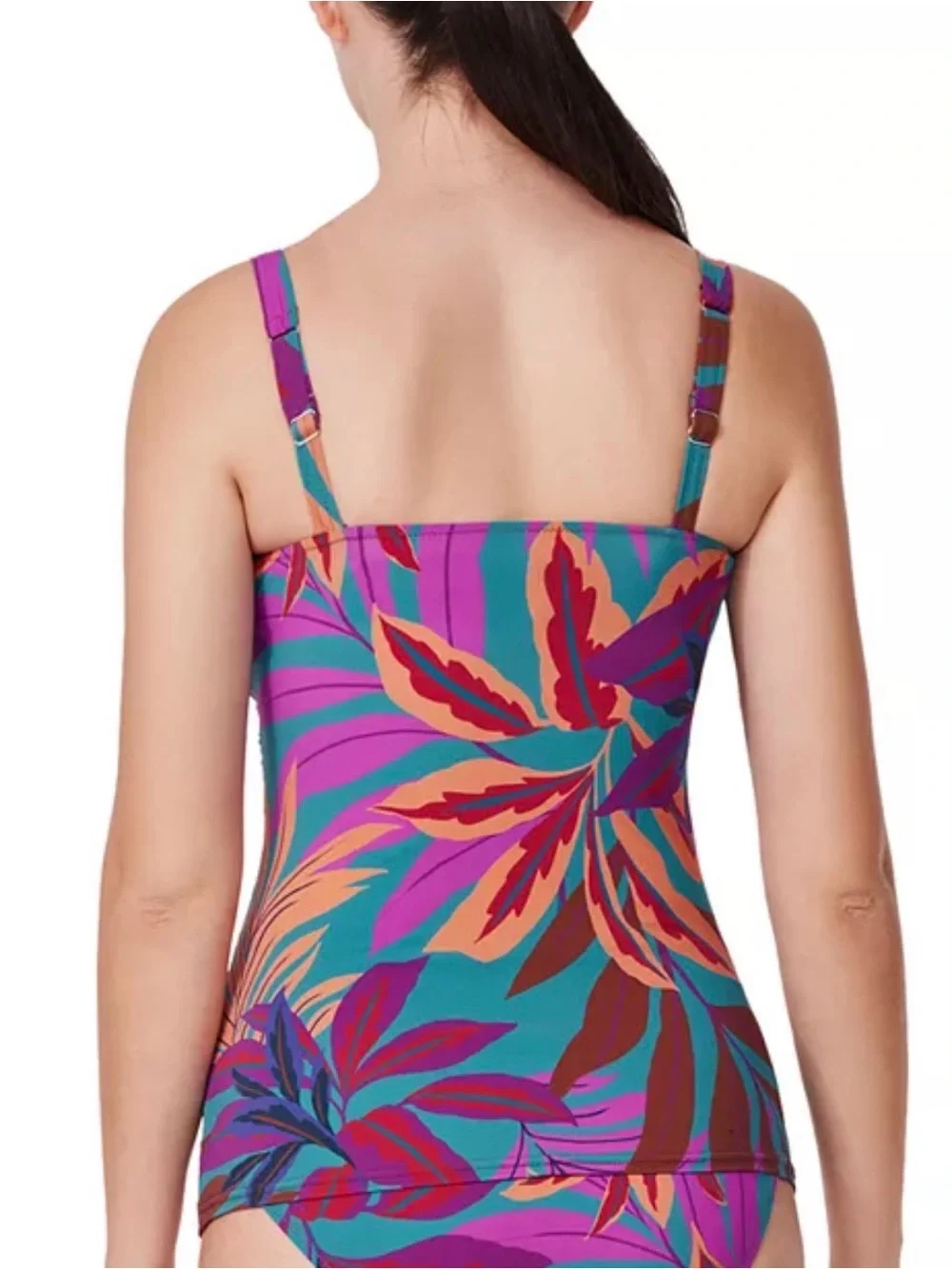 NWT Gottex Plantopia Crisscross D Cup Tankini Top-Multi Teal - Size 24W